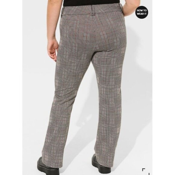 Torrid Trouser Boot Studio Double Knit High Rise Pants Plus Knit Plaid 18 Womens - Picture 3 of 14
